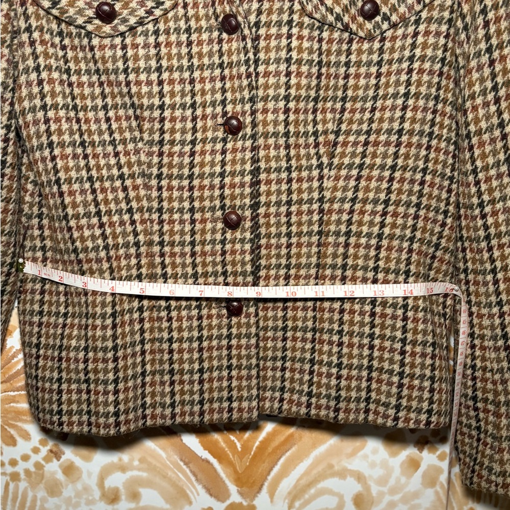 Vintage Hugo Buscati Milano Women's Houndstooth Jacket - Brown Small - Picture 8 of 9